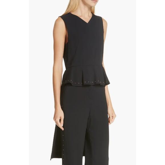 SEE BY CHLOE Women's Top Size 34 US 2 Black V-Neck Studded Peplum High/Low - Picture 2 of 13